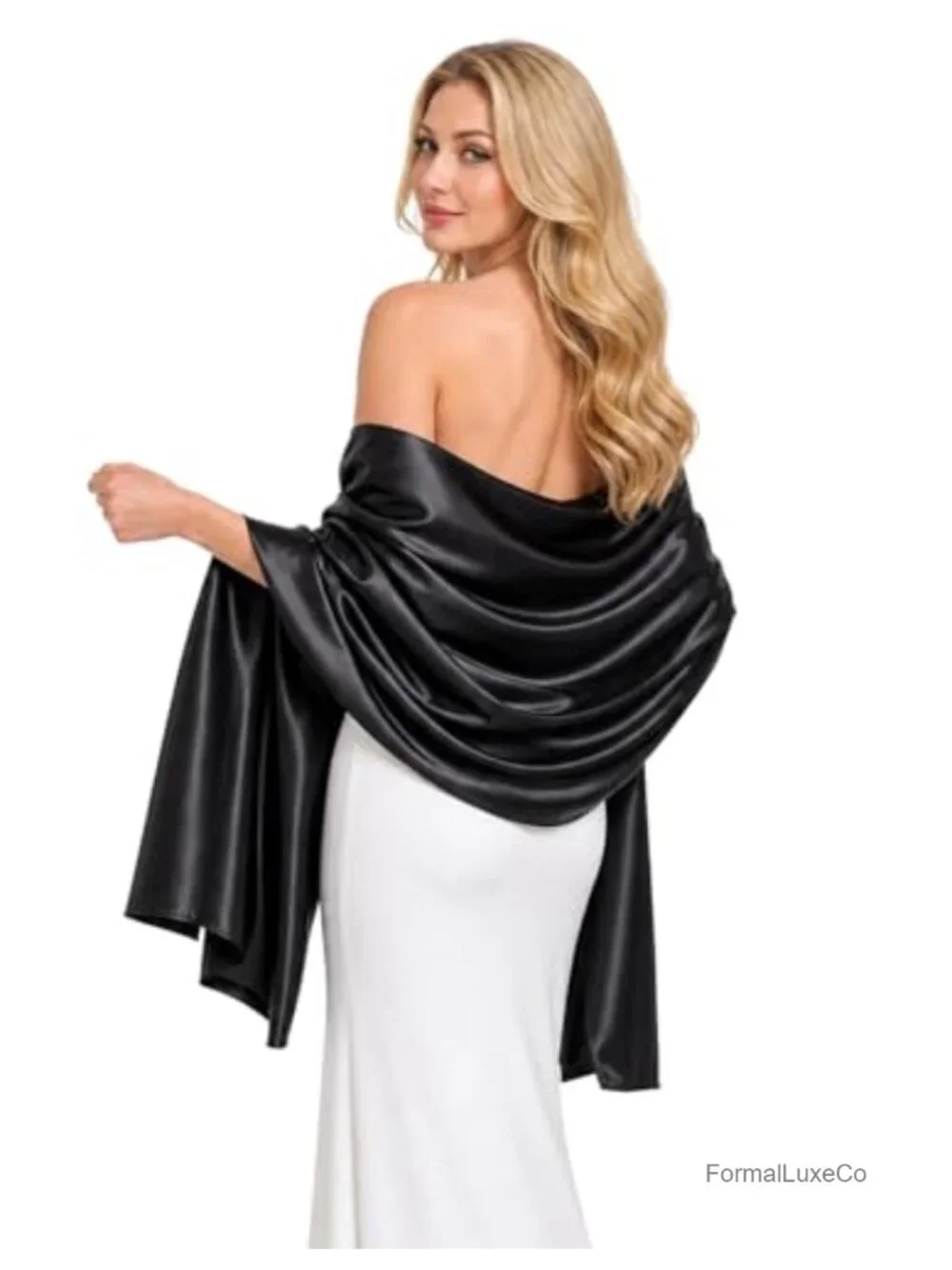 Satin Shawl Wrap for Evening Dresses Wedding Bridal Party Formal Cover Up